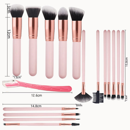 16 Piece Makeup Brush Set with Soft Bristles