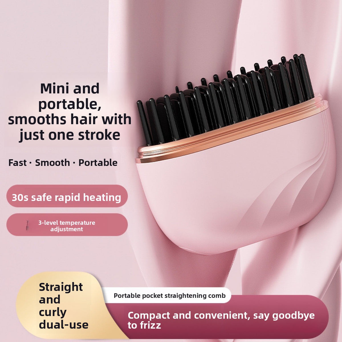 Mini Wireless Hair Straightener and Curler